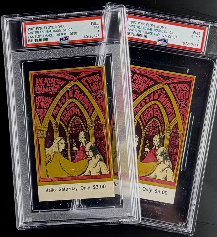 1967 Pink Floyd U.S. Debut (2) Full Ticket Lot – San Francisco Winterland Ballroom – PSA 7 & 6