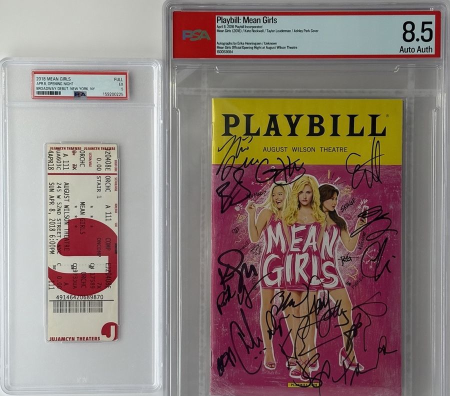 Mean Girls Broadway Opening Night Ticket & Signed Playbill– Both One-of-Ones on PSA Population Report