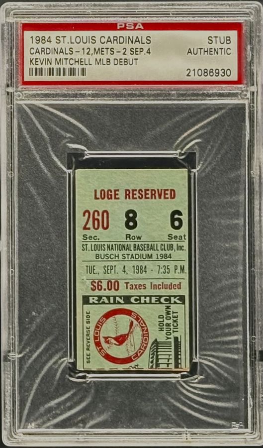 1984 Kevin Mitchell MLB Debut Ticket – Future NL MVP – PSA Authentic – Only 3 Graded