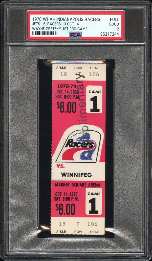 1978 Wayne Gretzky professional debut full ticket, the only graded example, listed at Front Row Auctions