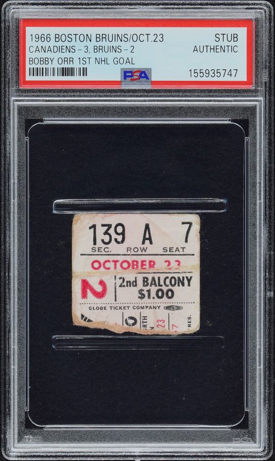 Bobby Orr First NHL Goal Ticket – Only Three Graded Examples! Boston vs Montreal - Oct. 23, 1966