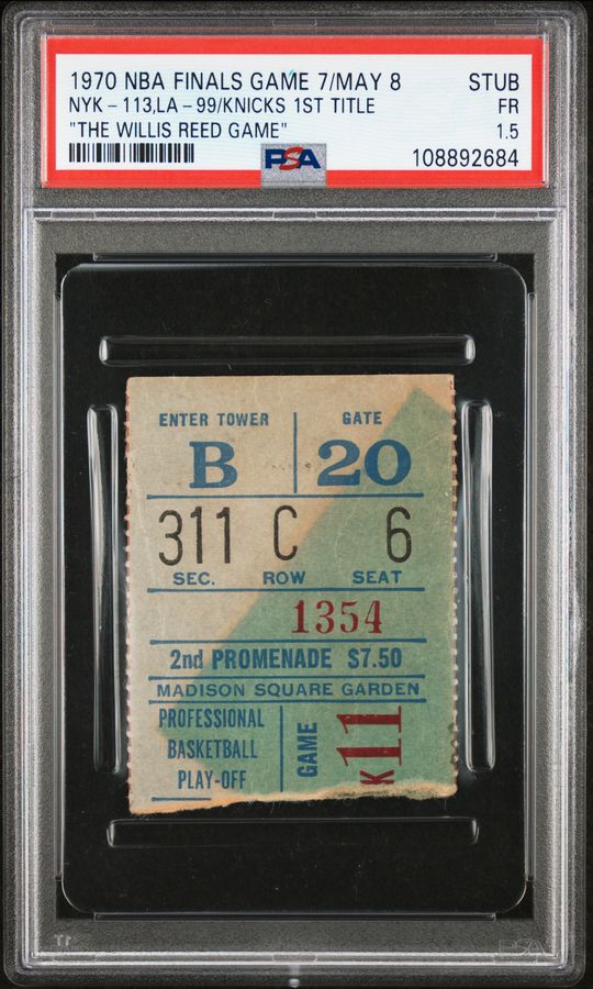 1970 NBA Finals Game 7 Ticket Stub – "The Willis Reed Game" – Knicks' First NBA Championship – PSA FR 1.5