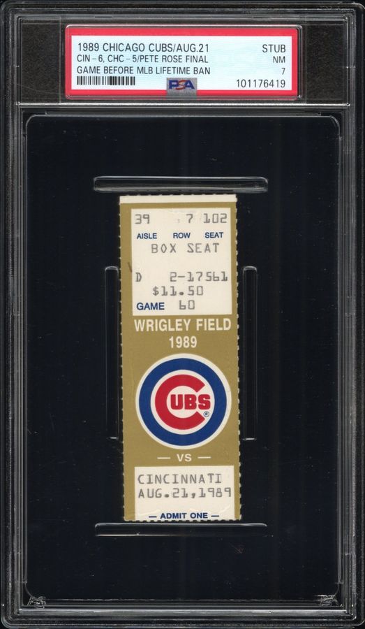 1989 Pete Rose Final MLB Game Before Lifetime Ban Ticket Stub – Cincinnati Reds - PSA 7 (Highest Graded of Only Five PSA Graded Examples)