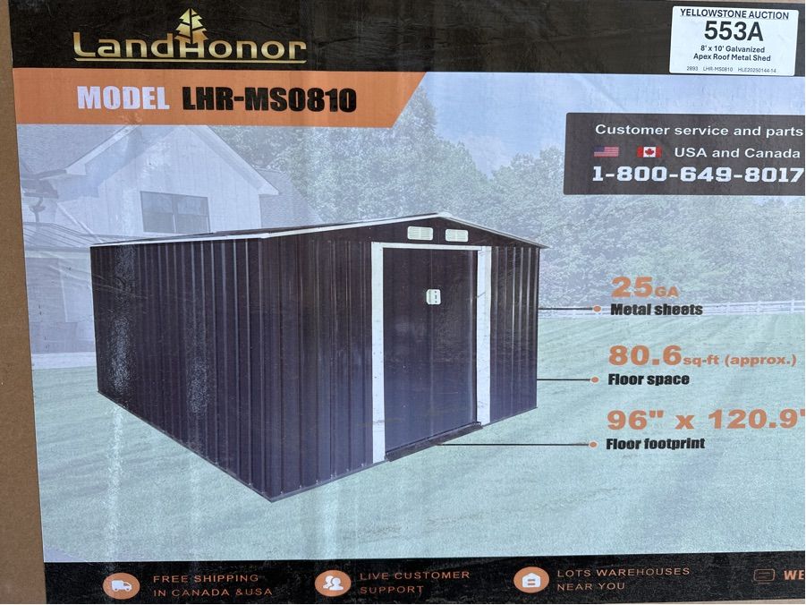 8' x 10' Galvanized Apex Roof Metal Shed • LandHonor LHR - MS0810