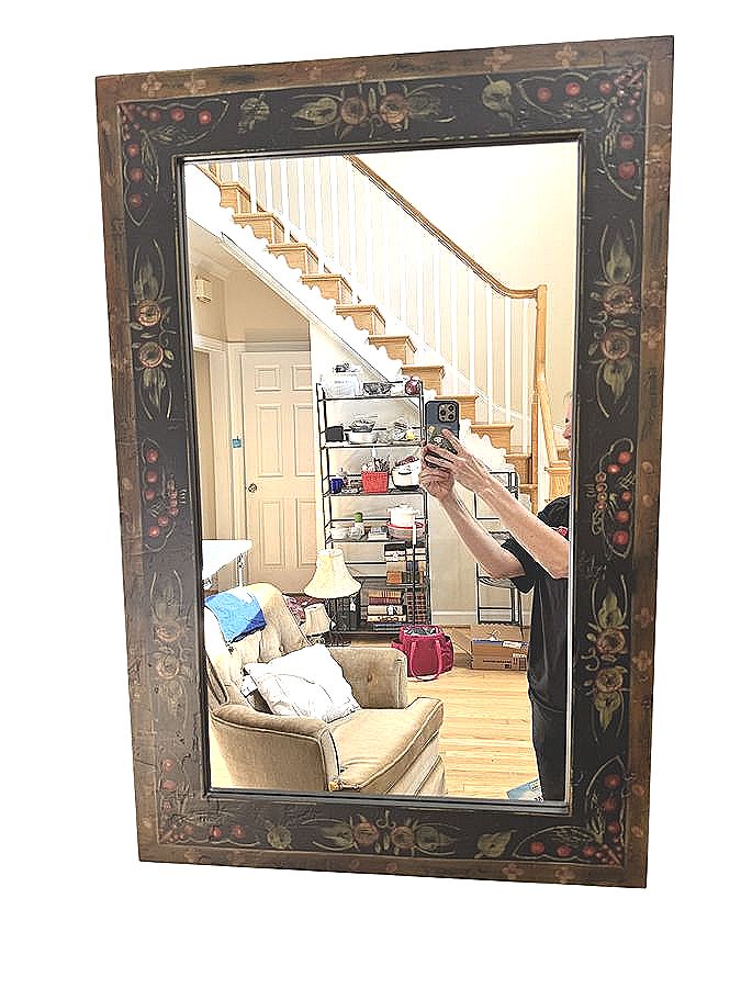 Folk Art Style Rustic Wood Frame Mirror 24