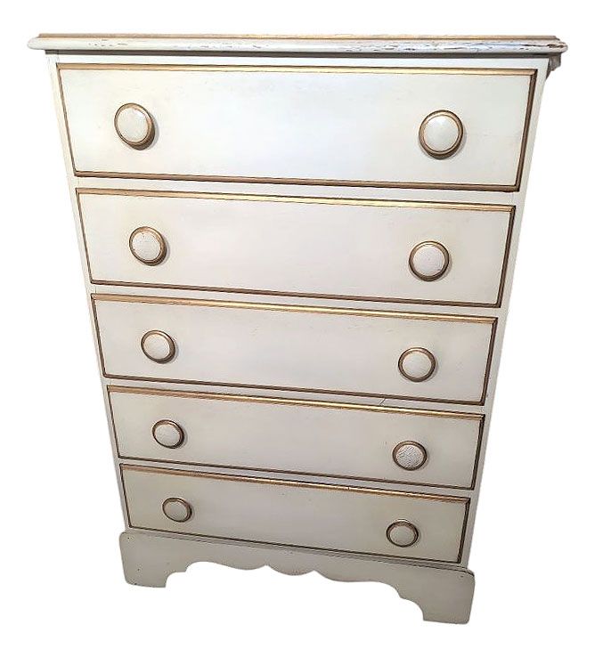 Vintage 5-Drawer Dresser With Gold Paint Detailing 28 "x17"x41" Auction |  ezDownsizing Auctions