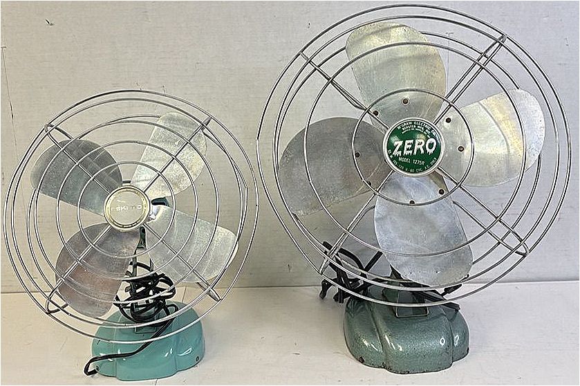 2 Vintage Retro Table Fans: McGraw Electric Co. Zero, Model 1275R