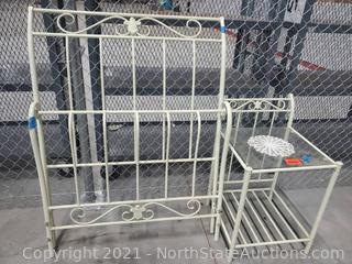 Twin Head/Foot Board And Side Table W/Glass