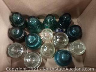 Lot Of Vintage Telephone Glass Insulators 